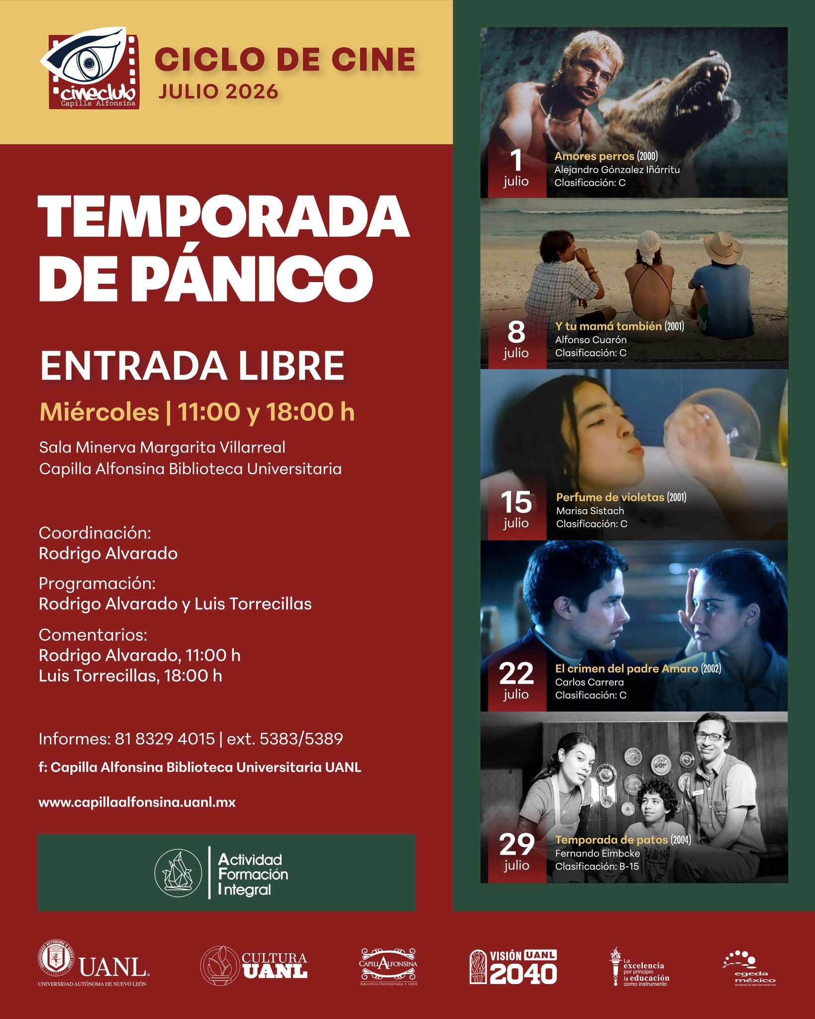 Cine mexicano en el siglo XXI: cinco películas en Capilla Alfonsina